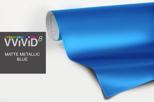 50ft x 60&#034; metallic blue matte vinyl car wrap diy sheet roll film satin vvivid