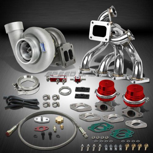 Gt45 1.05ar 800hp+boost 7pc turbo charger+dual wg manifold kit for honda b16/b18