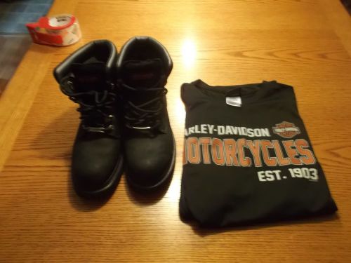 Harley davidson lot womens boots size 8 mens large black t shirt