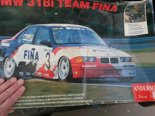 Bmw 318i team fina r/c car - gas engine w/ pull start brand new old stock