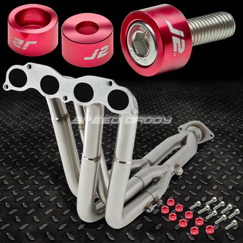 J2 for tsx/cl9 tri-y racing header exhaust manifold 4-1+red washer cup bolts kit