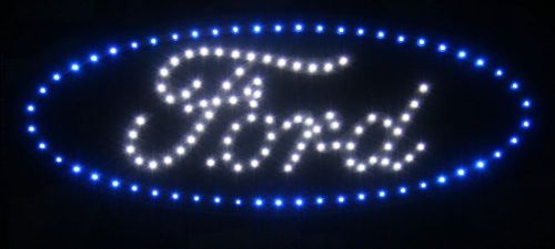 Ford racing led lighted sign shop decor flag neon message display classic car gt