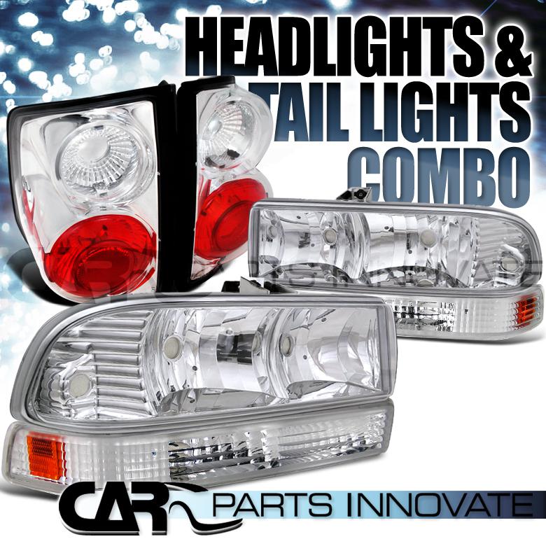 Chevy 98-04 s10 pickup chrome headlights+bumper lamps+altezza tail brake lights