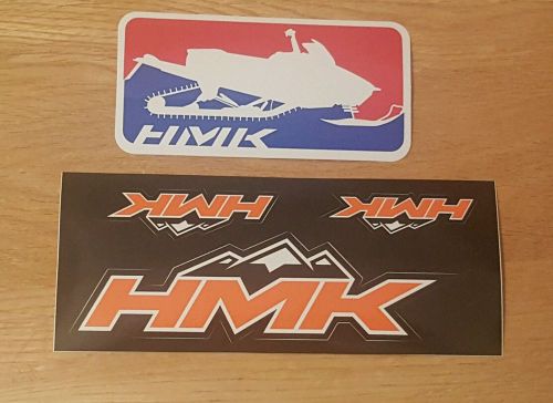 Hmk snowmobiling stickers orange white and black decal