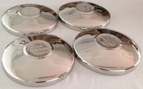 【4pcs】stainless steel vw hub caps(late,flat)  with &#034;vw&#034; logo  bug&amp;bus 251601151a