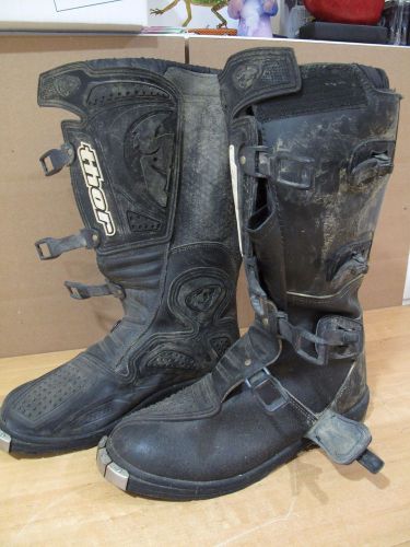 Thor t-20 riding boots mens size 9 black mx motocross dirt bike off road quad