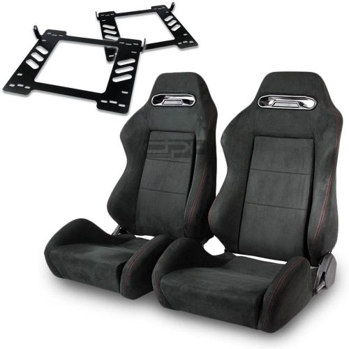 Type-r racing seat full black suede+silder/rail+for 07-14 wrangler bracket x2