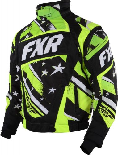 Fxr helix black/lime stars &amp; stripes warm winter snowmobile jacket - m -xl - 2xl