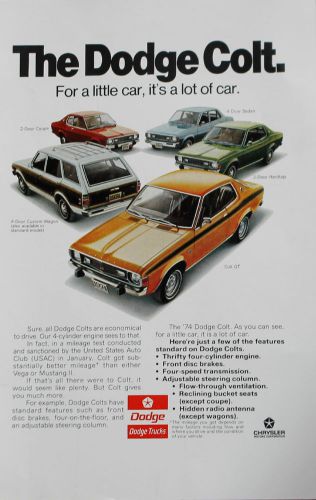 1974 doge colt - vintage print advertisement - measures 6 1/2&#034; x 10&#034;