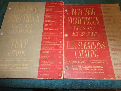 1948-1956 ford truck parts catalog set text &amp; illus / 2 pc original book set