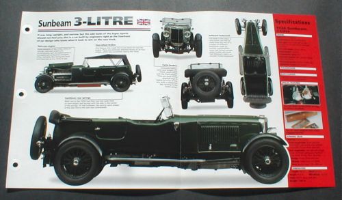 1926 sunbeam 3-litre tourer unique imp brochure &#039;26