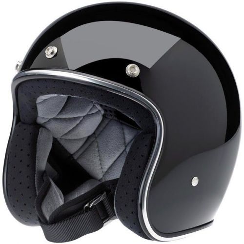 Ships same day! - biltwell gloss black bonanza open face motorcycle helmet