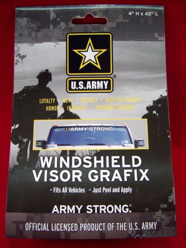 Windshield visor decal &#034;army strong&#034; us army. fits all vehicles. licensed.