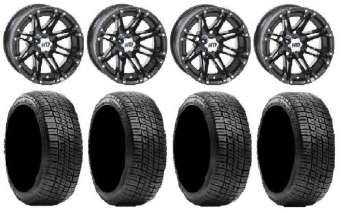 Itp hd3 black golf wheels 12&#034; 215x35-12 greensaver tires yamaha