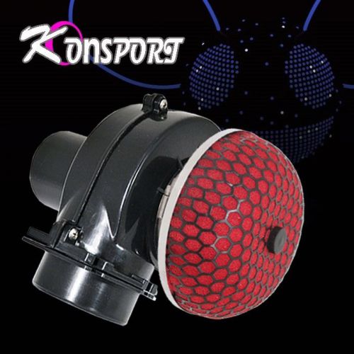 Electric 3&#034; inch intake supercharger air pressure+mesh foam filter black red car