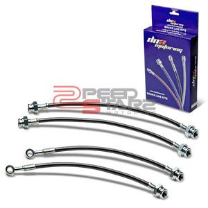 For 02-10 bmw 5/6/7-series black pvc stainless hose brake lines/cable front+rear