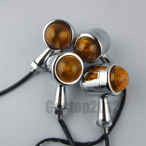 4x mini amber cover bullet  chrome turn signal indicator buld light for harley