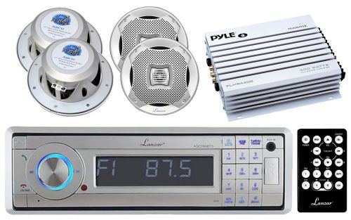 400w marine amplifier, 6.5&#034; marine speakers, lanzar bluetooth usb cd am fm radio