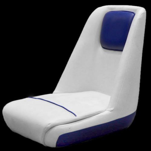 White, blue, and gray vinyl marine boat helm / bucket seat - single