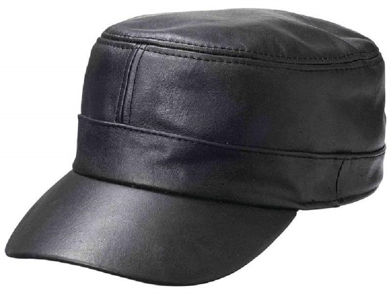 Casual outfitters™  genuine solid black lambskin leather baseball sports hat cap