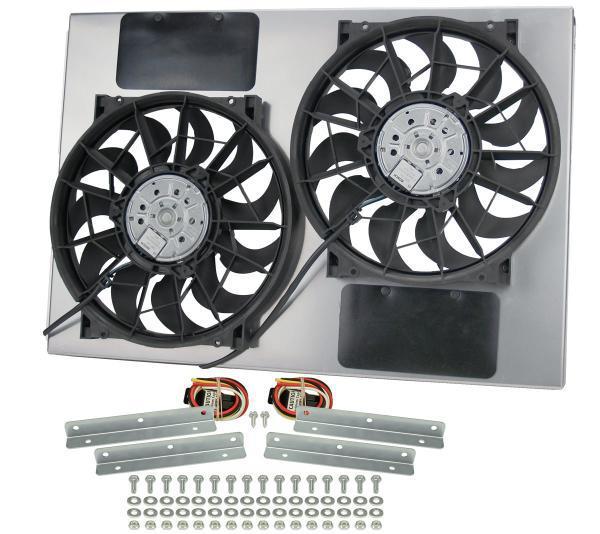 Dual high output rad fan assembly with install kit (metal shroud): 16927