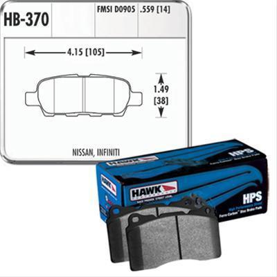 Hawk performance brake pads hps rear infiniti nissan fx35 fx45 g35 350z maxima