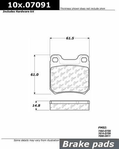 Centric 104.07091 brake pad or shoe, rear-posi-quiet metallic w/shims-preferred