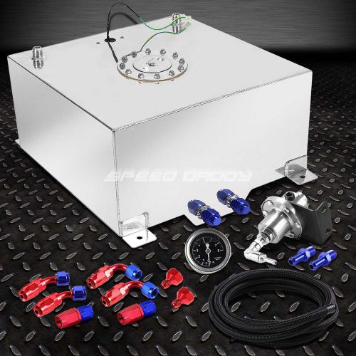 15 gallon aluminum fuel cell tank+cap+feed line kit+pressure regulator silver