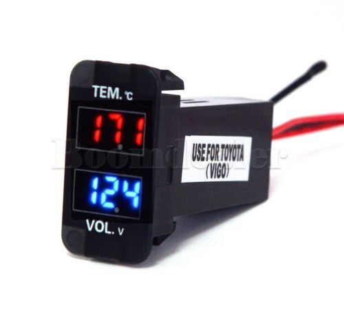 Dc12/24v 2 in 1 digital voltmeter temperature meter gauge use for toyota vigo ms