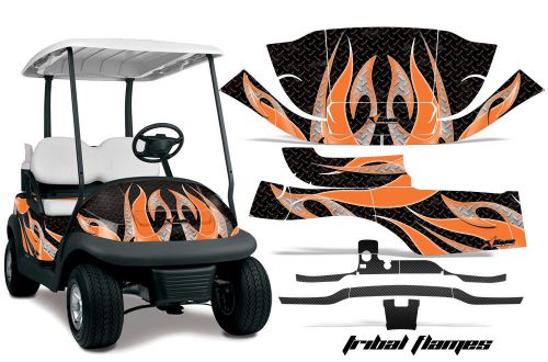 Club car precedent golf cart graphic kit wrap parts amr racing decals flame orng