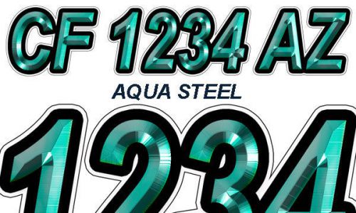 Aqua steel boat registration numbers pwc decals stickers graphics cf, nv az