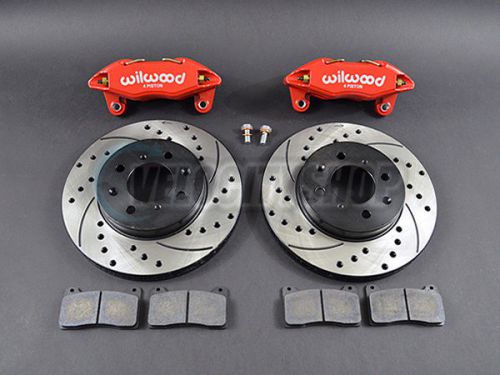 Wilwood dpha front brake calipers drilled slotted rotors kit red 92-00 civic ex