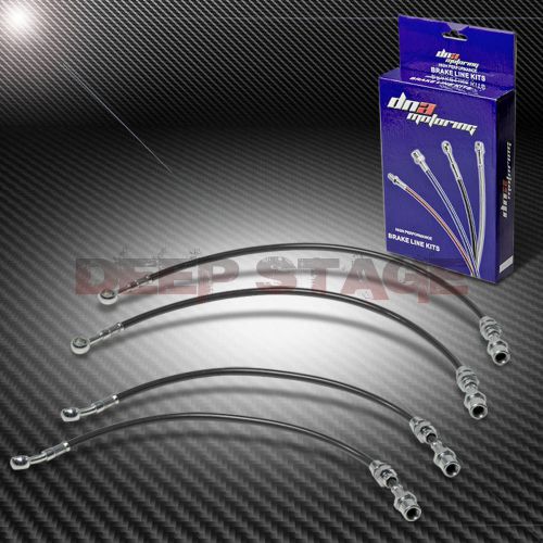 Stainless braided hose racing brake line kit for 89-94 maxima se/gxe w/abs black