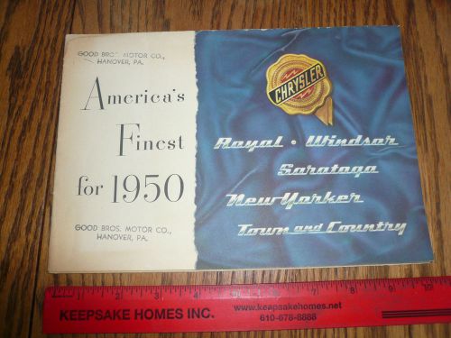 1950 chrysler royal windsor saratoga new yorker sales brochure - foldout style