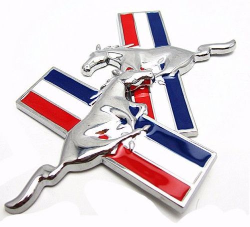 Pair mustang running horse pony tri bar bumper grille fender emblem badge decals