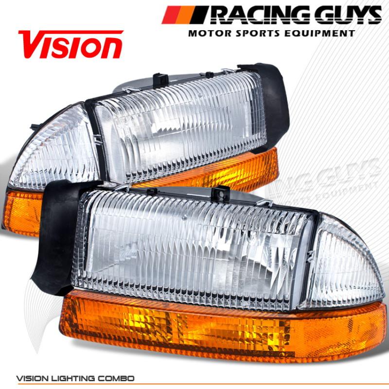 Vision euro style chrome head lights+amber corner signal lamps left+right