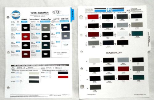 1996 jaguar ppg and dupont  color paint chip charts all models  original