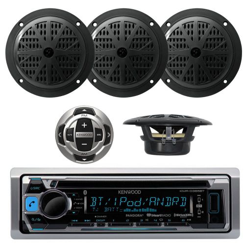 Kenwood bluetooth cd ipod aux usb radio, wired remote, 4&#034; black marine speakers