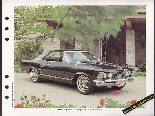 1963 buick riviera car 8.5x11&#034; print sheet photo card