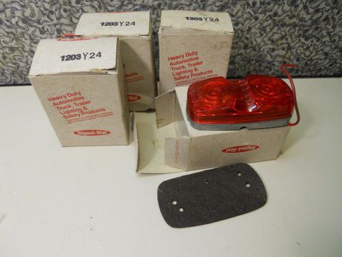 4 signal-stat 9007 red marker lights die cast base w/gskt. 1203y24 truck trailer