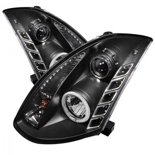 2003 infiniti g35 black drl ccfl halo projector headlights - spyder auto - (pair