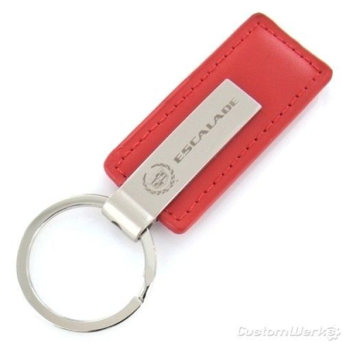 Cadillac escalade red leather rectangular key chain