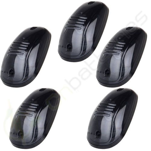 5x roof running cab marker light smoke covers lens w/ base housing for dodge ram