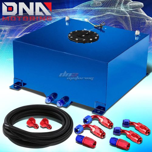 15.5 gallon blue aluminum fuel cell tank+cap+level sender+nylon oil feed kit