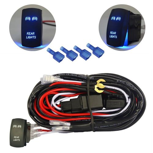 Wiring harness blue rear lights laser rocker switch on-off relay fuse off road