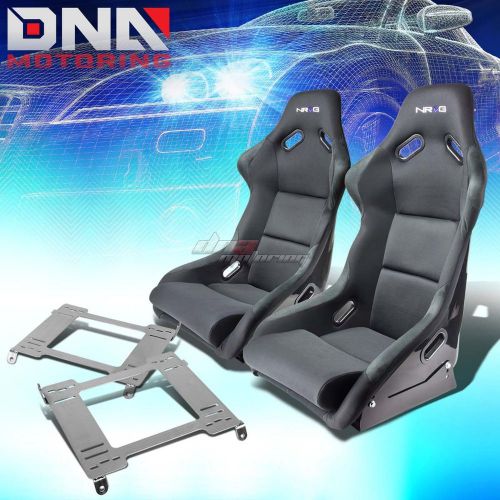 Nrg fiberglass bucket racing seats+full stainless bracket for 94-01 integra dc