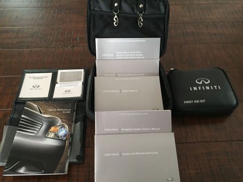 2009 infiniti g sedan oem owner&#039;s manual w/cases,nav book,2 keychains first aid