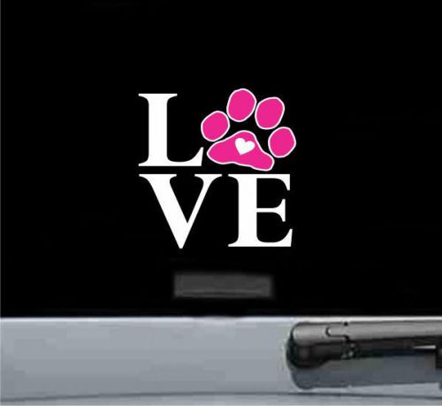 Love with dog paw vinyl sticker decal bumper pet puppy print cute gift