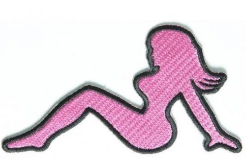 Embroidered motorcycle patch - mud flap girl left patch