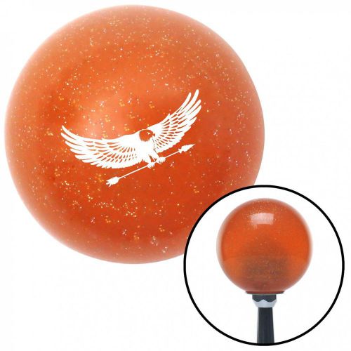 White eagle with arrow orange metal flake shift knob with 16mm x 1.5 insert